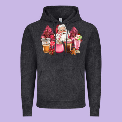 Pink Christmas Pink Tree Santa Coffe Cups Vintage Hoodie Designed By Cowgirlartshop