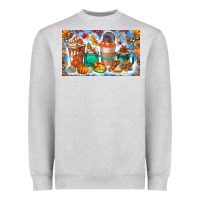 Heather Grey Thanksgiving Coffee Drink Kids Cup Heavyweight Sweatshirt - CowhideDigitalArt
