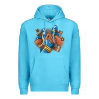 Ocean Blue Football afro girl sneakers Premium Hoodie - RanaPortraitStore