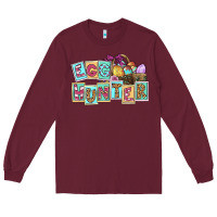 Burgundy Egg hunter Easter Day Long Sleeve Tee - CowGirlArtShop