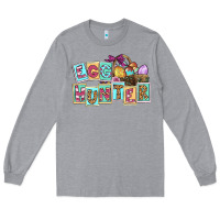 Heather Grey Egg hunter Easter Day Long Sleeve Tee - CowGirlArtShop