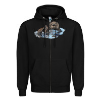 Black california sea otter Zipper Hoodie - LillyAllenDesigns