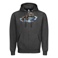 Charcoal Heather california sea otter Zipper Hoodie - LillyAllenDesigns