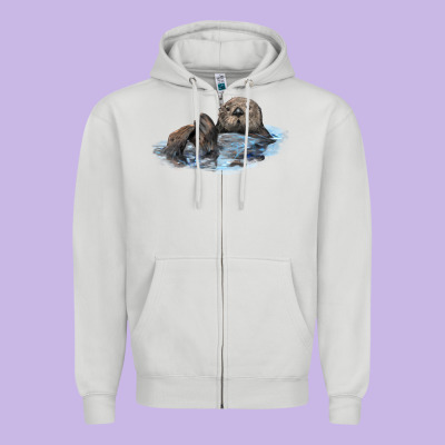 California Sea Otter Zipper Hoodie Designed By Lillyallendesigns