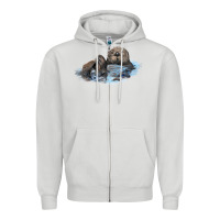 Dove Grey california sea otter Zipper Hoodie - LillyAllenDesigns