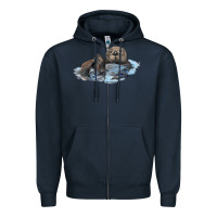 Navy california sea otter Zipper Hoodie - LillyAllenDesigns