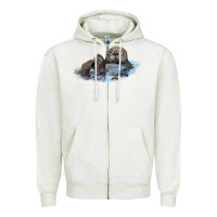 Oatmeal Heather california sea otter Zipper Hoodie - LillyAllenDesigns
