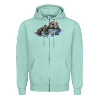 Seafoam california sea otter Zipper Hoodie - LillyAllenDesigns