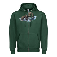 Sports Green california sea otter Zipper Hoodie - LillyAllenDesigns