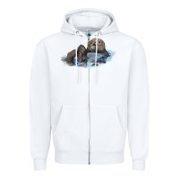 White california sea otter Zipper Hoodie - LillyAllenDesigns