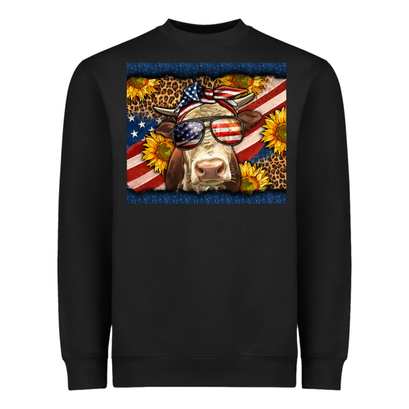 Western 4th Of July Cow Heavyweight Sweatshirt by LillyAllenDesigns | Teevron