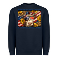 Navy Western 4th Of July Cow Heavyweight Sweatshirt - LillyAllenDesigns