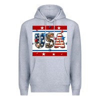 Heather Grey 4th of july usa seamless pattern Premium Hoodie - BundleAndBundleShop