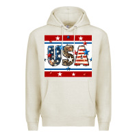 Oatmeal Heather 4th of july usa seamless pattern Premium Hoodie - BundleAndBundleShop