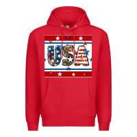 Red 4th of july usa seamless pattern Premium Hoodie - BundleAndBundleShop