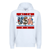 White 4th of july usa seamless pattern Premium Hoodie - BundleAndBundleShop