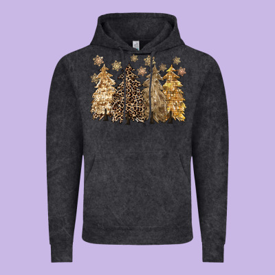 Merry Christmas Leopard Trees Vintage Hoodie Designed By Cowgirlartshop