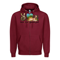 Burgundy Peace Love Spanish Goat Zipper Hoodie - LillyAllenDesigns