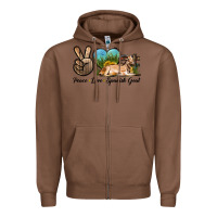 Chestnut Peace Love Spanish Goat Zipper Hoodie - LillyAllenDesigns