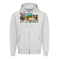 Dove Grey Peace Love Spanish Goat Zipper Hoodie - LillyAllenDesigns