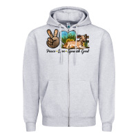 Heather Grey Peace Love Spanish Goat Zipper Hoodie - LillyAllenDesigns