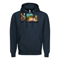 Navy Peace Love Spanish Goat Zipper Hoodie - LillyAllenDesigns