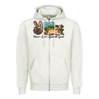 Oatmeal Heather Peace Love Spanish Goat Zipper Hoodie - LillyAllenDesigns