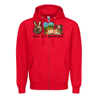 Red Peace Love Spanish Goat Zipper Hoodie - LillyAllenDesigns