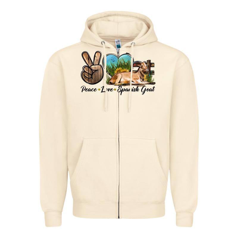 Peace Love Spanish Goat Zipper Hoodie by LillyAllenDesigns | Teevron