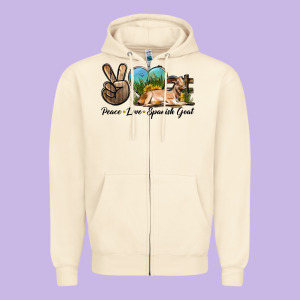 Peace Love Spanish Goat Zipper Hoodie Designed By Lillyallendesigns