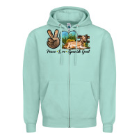 Seafoam Peace Love Spanish Goat Zipper Hoodie - LillyAllenDesigns