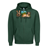 Sports Green Peace Love Spanish Goat Zipper Hoodie - LillyAllenDesigns
