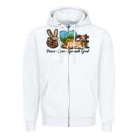 White Peace Love Spanish Goat Zipper Hoodie - LillyAllenDesigns