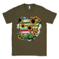 Army Green Arkansas Map Sunflower Cactus Serape Classic Tee - RanaPortraitStore