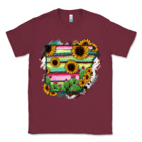Burgundy Arkansas Map Sunflower Cactus Serape Classic Tee - RanaPortraitStore