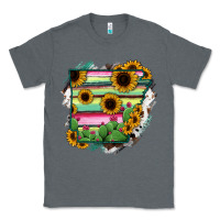 Charcoal Heather Arkansas Map Sunflower Cactus Serape Classic Tee - RanaPortraitStore