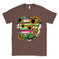 Chestnut Arkansas Map Sunflower Cactus Serape Classic Tee - RanaPortraitStore