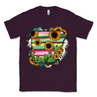 Plum Arkansas Map Sunflower Cactus Serape Classic Tee - RanaPortraitStore