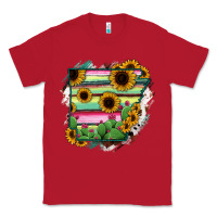 Red Arkansas Map Sunflower Cactus Serape Classic Tee - RanaPortraitStore