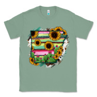 Sage Arkansas Map Sunflower Cactus Serape Classic Tee - RanaPortraitStore