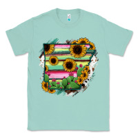 Seafoam Arkansas Map Sunflower Cactus Serape Classic Tee - RanaPortraitStore