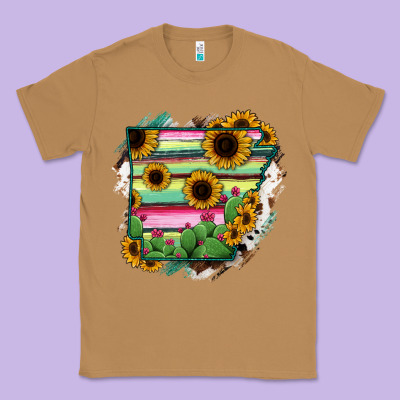 Arkansas Map Sunflower Cactus Serape Classic Tee Designed By Ranaportraitstore