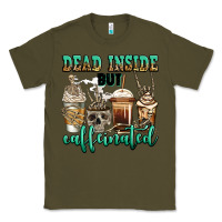 Army Green dead inside but caffeinated skeleton coffee cups Classic Tee - Jasminsmagicworld