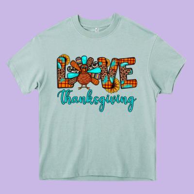 Love Thanksgiving Heavy Core Tee Designed By Jahusdesignshop