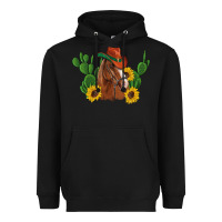 Black western horse cowboy hat cactus sunflowers Heavyweight Hoodie - Artiststas