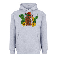 Heather Grey western horse cowboy hat cactus sunflowers Heavyweight Hoodie - Artiststas