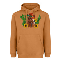 Meerkat western horse cowboy hat cactus sunflowers Heavyweight Hoodie - Artiststas