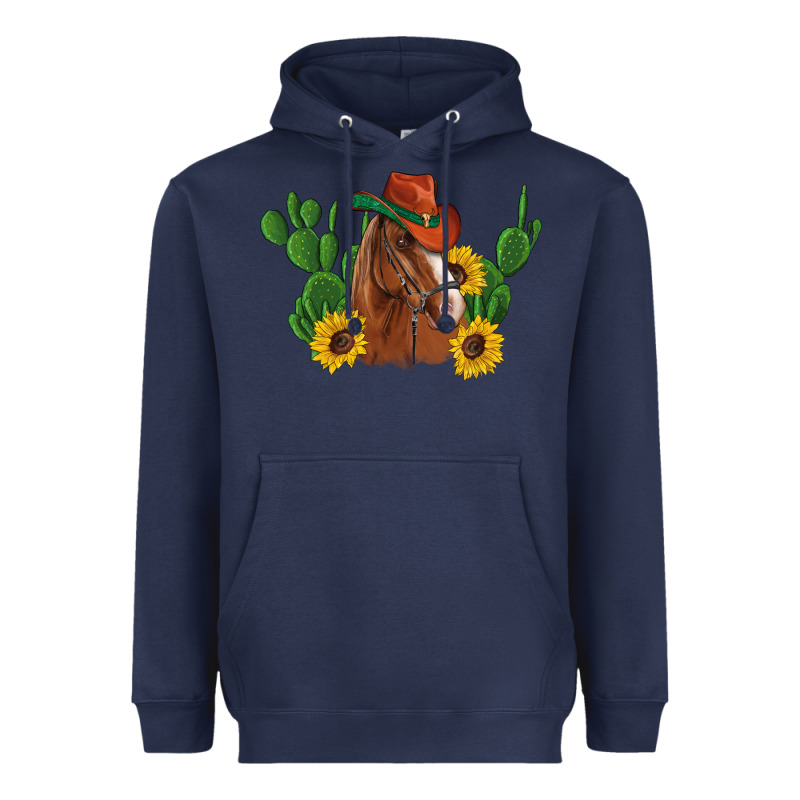 Western Horse Cowboy Hat Cactus Sunflowers Heavyweight Hoodie by Artiststas | Teevron
