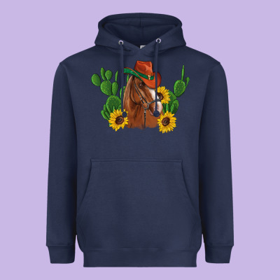 Western Horse Cowboy Hat Cactus Sunflowers Heavyweight Hoodie Designed By Artiststas