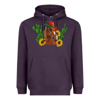 Plum western horse cowboy hat cactus sunflowers Heavyweight Hoodie - Artiststas